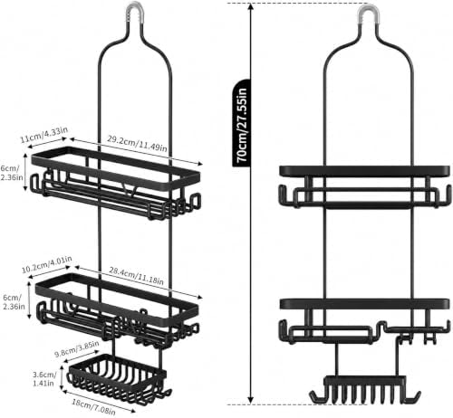 DAOYA Shower Caddy Hanging, Anti-Swing Over Head Shower Caddy, Rustproof Bathroom Organizer with Soap Holder & Hooks - Image 5