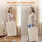Lifewit 75L x 2 Pack Collapsible Laundry Hamper Large,Tall Foldable Dirty Clothes Baskets Waterproof, Freestanding Double Bags with Easy Carry Handles in Dorm Bedroom Bathroom College, Beige - Image 5