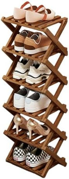 YYW Bamboo Shoe Rack, Foldable Vertical Free Standing Shoe Storage Shelf by YYW
