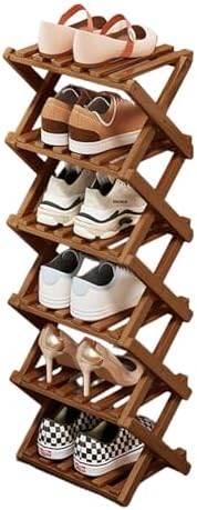 YYW Bamboo Shoe Rack, Foldable Vertical Free Standing Shoe Storage Shelf by YYW