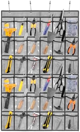 Over Door Hanging Tool Storage Bag Wall Mounted Screw Organizer Garage Accessories Organization with Clear Pockets (36 pockets) by TEMUORG