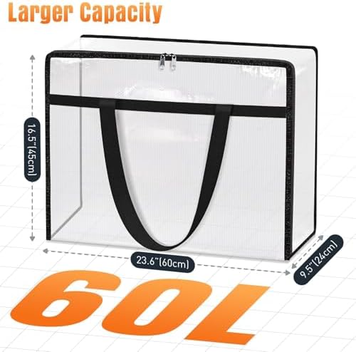 6 Packs 60L Clear Under Bed Storage Containers, Large Clothes Storage Bags - Image 2