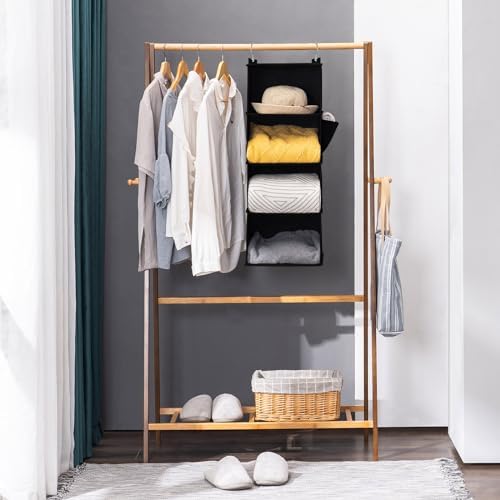 YOUDENOVA Hanging Closet Organizer and Storage for Clothes, 3-Shelf, Black | Locker/RV/Camper Organizer, Side Pocket, Hanging Shelves for Small Closet, Dorm Room Essentials for Guys, Breathable Fabric - Image 5