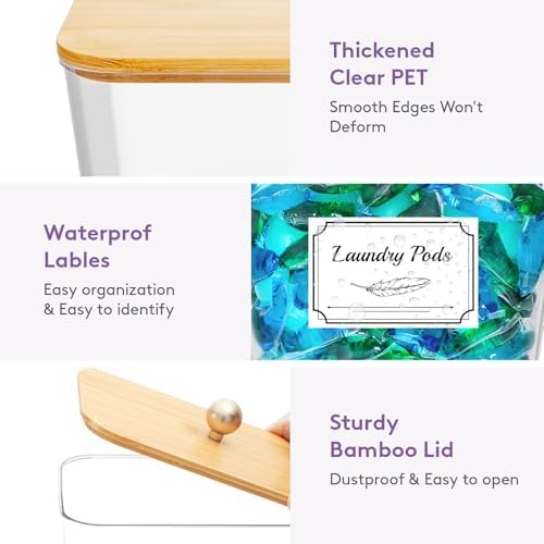 Lifewit Laundry Pods Container with Lid, 0.7gal, Natural, 1 Pcs - Image 5