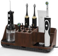 Boperzi Bathroom Counter Organizer for Vanity & Sink Storage: Detachable Electric Toothbrush and Toothpaste Holder, Water Flosser Holder, Bathroom Decor and Accessories Organization Set(Walnut Black) by Boperzi