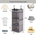 StorageWorks 3-Shelf Hanging Closet Organizer with Half Compartment | Add More Storage to Small Closets with 3 Shelves, a Side Pocket and Half Compartment, Ideal for Bedrooms, Dorms and RVs, Grey - Image 3