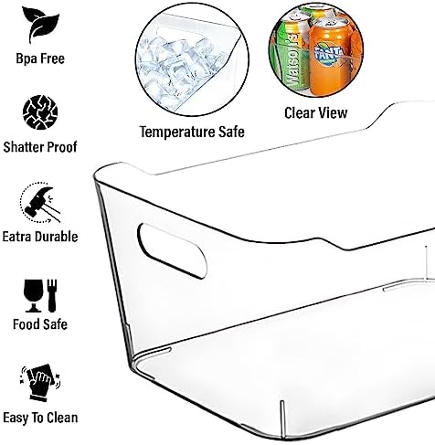 Clear Plastic Storage Bins, Pantry Organizers and Storage Containers, Large Fridge Organizer Bins, Home Kitchen Cabinet Organizer, Medicine Cabinet Bin for Organizing Freezer Closet - Image 5