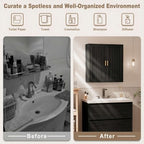 INNOD Bathroom Storage Cabinet, Over The Toilet Storage Cabinet, Medicine Cabinet with Adjustable Wood Shelf & Doors for Laundry Room & Kitchen & Living Room(Black) - Image 3