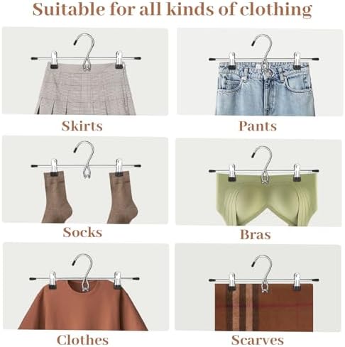 Pants Hangers Space Saving,Stackable Skirt Hangers with Clips, Hanging Closet Organizer and Storage,Clothes Hangers, College Dorm Essentials Apartment Essentials- 16 Pack - Image 6