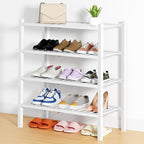 Smiry Bamboo Shoe Rack, 14 Vertical Slats, 4 Tier - 26.8" Wide, White by Smiry
