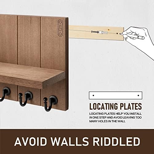 Rebee Vision Key Holder Wall Mount with Shelf for Entryway, Retro Brown - Image 4