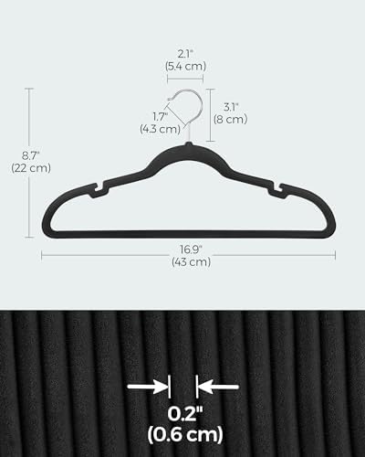 SONGMICS Velvet Hangers 10 Pack, Non-Slip Clothes Hangers, Space-Saving | Suit Hangers with Shoulder Notches, Pants Bar, 360° Swivel Hook, for Closet, Ink Black, BREANNA Collection UCRF029B01 - Image 6