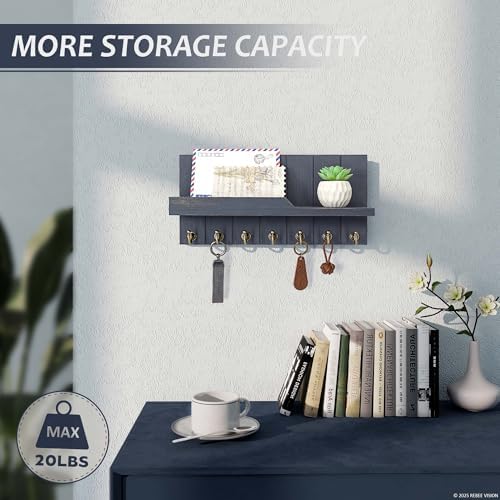 Rebee Vision Key Holder Wall Mount with 7 Hooks for Home Decor, Royal Blue - Image 3