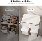 SOLEDI 180L Double Laundry Hamper with Lid and 2 Side Pockets, Dual Hamper - Image 5