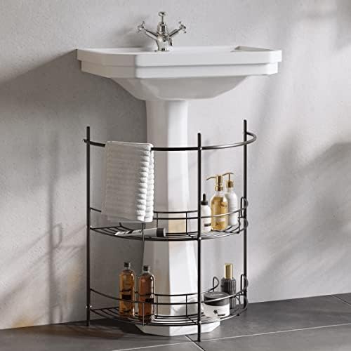 Lavish Home Pedestal Sink Organizer, Black, 21.25” x 11” x 23.25” - Image 4