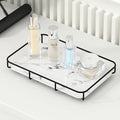 Dobbyby Vanity Tray Makeup Organizer Cosmetics Storage Bathroom Skincare Organizer Countertop Display Rack in Dresser Stainless Steel Shelf Marble Print Ceramic Trays by Dobbyby
