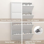 GREATMEET Slim Wall Mounted Metal Storage Cabinet with 4 Flip Drawers - Image 4