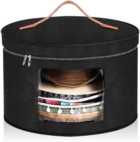 Chunful Hat Box for Women Storage Cowboy Hat Box, Black, Height 10.2 Inches by Chunful