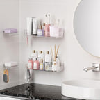 Sotfamily Crystal-Clear Shower Caddy with Soap Dish & Adhesive Pads, 2 Pack - Image 4