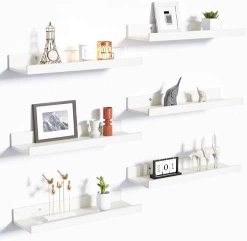 upsimples Floating Shelves for Wall Decor and Storage, White, 6Pcs 15.7'' by upsimples