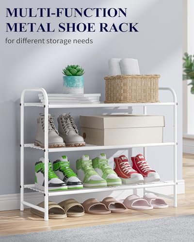 Kitsure Stainless Steel Shoe Rack Organizer, 25.6" Wide - 3 Tier, White | Sturdy Shoe Rack for Closet and Entryway, Free Standing Shoe Shelf, Closet Organizers and Storage - Image 6