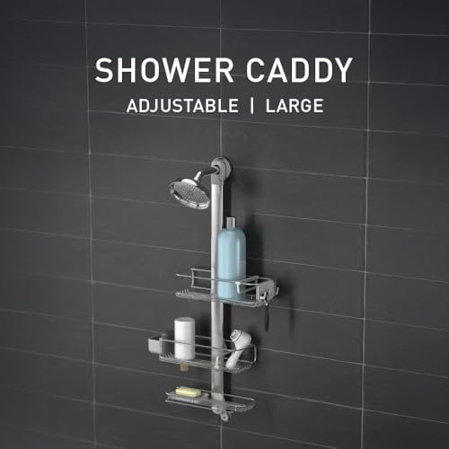 simplehuman Adjustable and Extendable Shower Caddy Large, Stainless Steel and Anodized Aluminum - Image 3