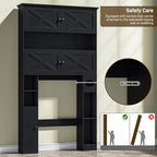 Over The Toilet Storage Cabinet, Farmhouse Storage with Doors, Rustic Black - Image 7