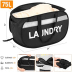 Collapsible Laundry Baskets, Tear-proof Dirty Clothes Hampers for Laundry, Foldable Laundry Basket with Dual Handles, Easy to Carry Pop Up Hamper for Bedroom, Bathroom, Dorm, Laundry Room Black - Image 5