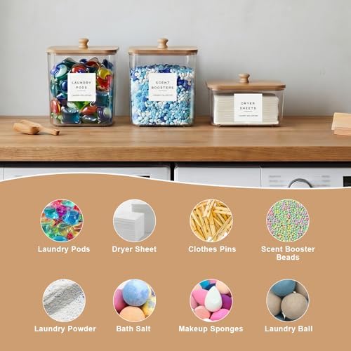 POLRAI 3 Pack Laundry Pod Containers and Dryer Sheet Holder, Laundry Room Organization Storage Containers with Lids and Labels for Detergent Pods Dry Sheet Organizing - Image 5