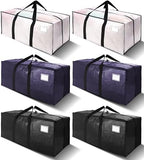 VELVETSURE 6 Pack Heavy Duty Large Moving Bags W/Backpack Straps - Strong Handles & Zippers, Storage Totes, Fold Flat, Alternative to Moving Box and Storage Bin, Semi-Transparent+Blue+Black by VELVETSURE