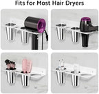 HIIMIEI Hair Tool Organizer Wall Mount, White Acrylic Hot Tool Holder with 2Cups, Bathroom Hair Styling Accessories Storage Organizer for Flat Iron, Blow Dryer, Curling Wand - Image 6