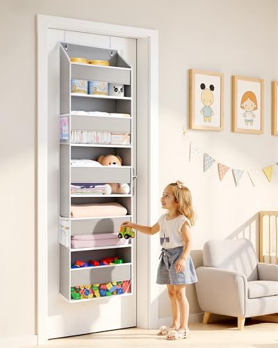 ULG 2-Pack Over-The-Door Organizer 5 Tiers, – Hanging Storage Organizer with 4 Mesh Side Pockets,Space Saving Closet Door Organizer for Clothes, Shoes, Toys, Accessories Light Gray - Image 6