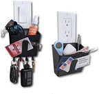 Mount Genie Switch Pocket Light Switch Organizer with Key Holder – Wall Pocket Organizer for Entryway, Mail & Keys – No Drill Installation, Black, 1-Pack by MountGenie