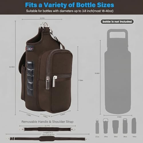 icolor Magnetic Gym Bag Water Bottle Carrier Holder with Phone Pockets & Shoulder Strap,Gym Magnetic Bag 5 Built-in Magnets Gym Accessories Organizer Sling Bottle Bag Pouch Sleeve - Image 3