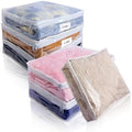 Clear Zippered Plastic Clothes Storage Bags, 6 Pack, White | Clear Storage Bags with Zipper Plastic Storage Bags for Clothes Sweaters Blankets Sheets, Size: 15.7 x 13.8 x 3.9 Inch by Heonay