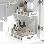 Under Sink Organizer with Pull-Out Drawers,Kitchen Sink Organizer,2 Tier Bathroom Organizers And Storage,Bathroom Accessories Set,White 2 Pack - Image 6