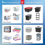 IRIS USA 54 Qt Stackable Plastic Storage Bins with Lids, 12 Pack - BPA-Free, Made in USA - See-Through Organizing Solution, Latches, Durable Nestable Containers, Secure Pull Handle - Clear - Image 2