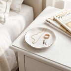 Ceramic Jewelry Tray, White Initial K Personalized Jewelry Dish - Image 6