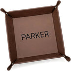 Personalized Leather Valet Tray for Men, Engraved Name Brown Catchall by LifetimeCreations