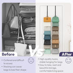 SWTYMIKI Over the Door Purse Organizer - 2 Packs Wall Mounted Purse Rack with 8 Hooks Design, Hanging Handbag Organizer Storage Holds up to 16 Bags, Bag Rack for Closet, Door (Black) - Image 2