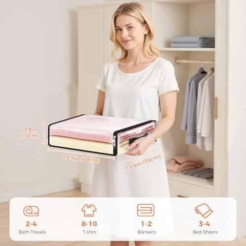 SpaceWhisper Clear Sheet Storage Bags, 6 Pack, 15.7 x 13.8 x 3.9 in | Sheet organizers and storage, zippered closure, thick plastic, reinforced handles, clothes, blankets, under-bed storage - Image 2