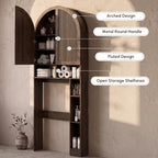 HMstone Over The Toilet Storage Cabinet, Arched Bathroom Organizer and Storage with Doors and Adjustable Shelf, Space-Saving Freestanding Bathroom Modern Storage Cabinet Over Toilet (Walnut) - Image 5
