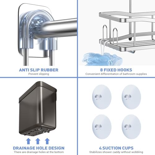 Hanging Shower Caddy Over Shower Head - No Drill Rustproof Shower Rack - Image 5