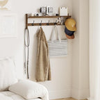 AMBIRD Wall Hooks with Shelf 28.9inch Entryway Wall Hanging Shelf, Wood Coat Hooks, Coat Rack Wall Mount Rack with 5 Dual Hooks, Glasses Organizer and Hat Organizer - Image 2