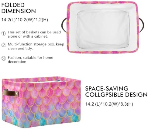 Mermaid Rectangular Storage Basket Organizer Bin Shelf Baskets For Clothes Gifts For Home Office Dorm - Image 4