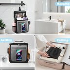 Hanging Shower Caddy Portable, Travel Toiletry Bag for Men & Women, Large Capacity with Hook,Dorm Room Essentials With Waterproof Phone Compartment, for Bathroom, Picnic, Gym, Travel(Black) - Image 4