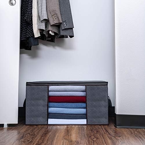 VENO 3 Pack Oversize Clothes Storage Bag with Reinforced Handle 34 Gallon | Thick Container Bins Organizer for Blankets, Comforters, Bedding, Foldable w/ Sturdy Zipper, Clear Window, Grey(34 Gallon) - Image 6