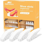 Neprock Shoe Slots Organizer, 20 Pack Adjustable Shoe Rack Stacker Storage Space Saver, Double Deck Shoe Rack Holder for Closet Organization (White) | 50% Space Saver, 4 Adjustable Height, Double Deck, Tool-Free Assembly, Superior Load Bearing, White by Neprock