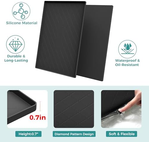 URMONA Under Sink Mat 28 x 19 in, Waterproof Silicone Cabinet Protector - Image 2
