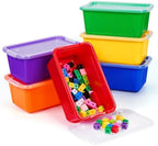 GAMENOTE 6 Quart Stackable Plastic Storage Bins with Lids, 6 Pack, Colorful by Gamenote